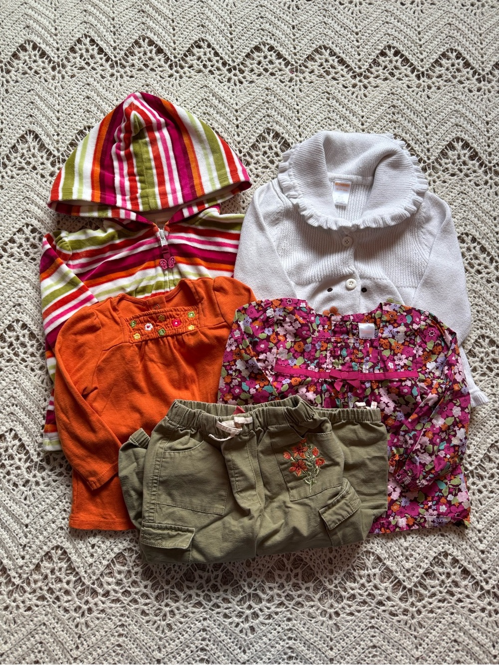 Y2K Gymboree Girl 12-24 mos Bundle Orange Pink Floral Stripe Outfits Cute